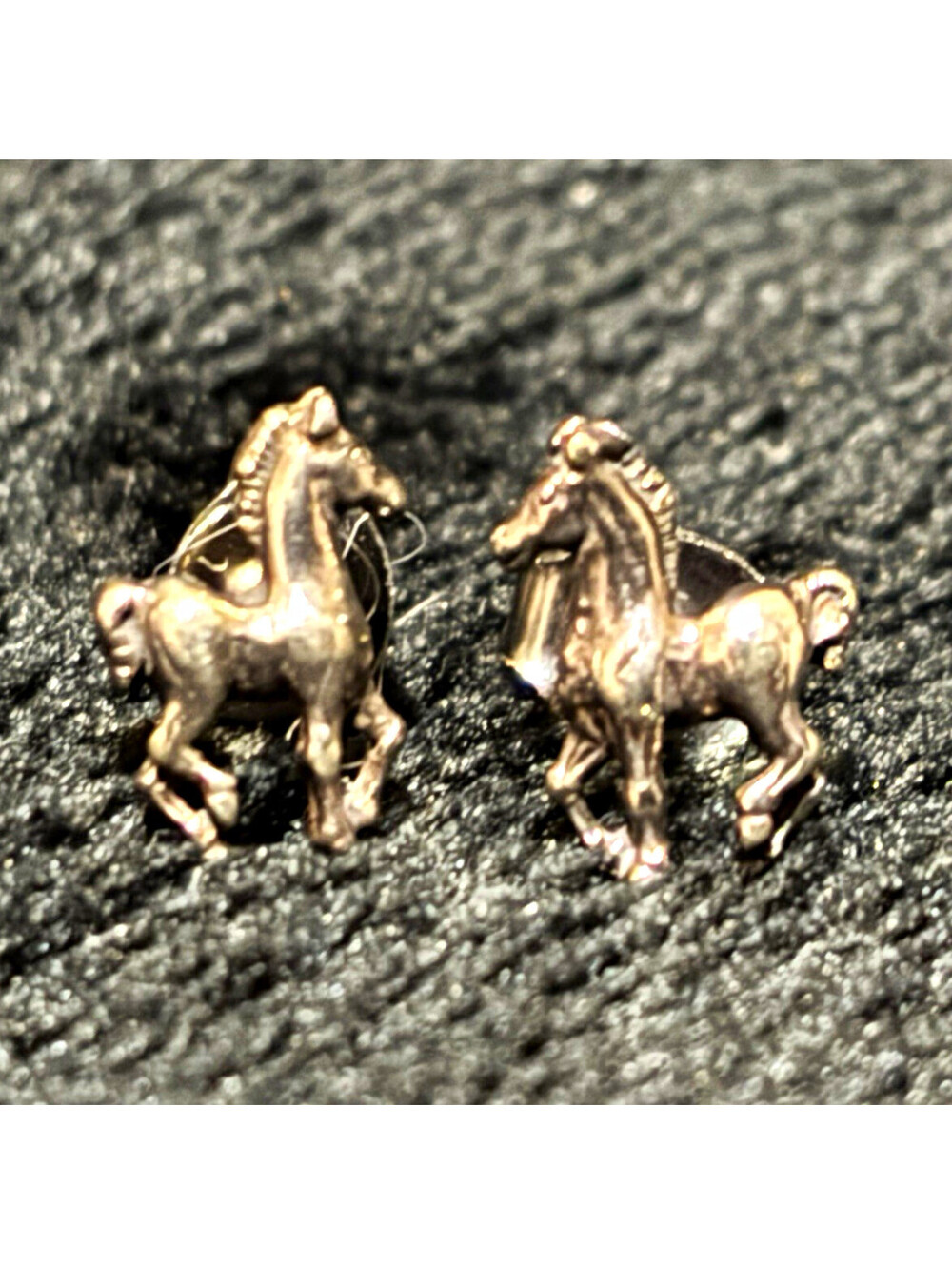 Prancing Horse Mini Stud Earrings Silver Butterfly Back Vintage Child